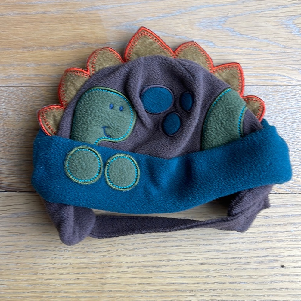 OshKosh B’hosh fleece dinosaur or turtle hat with Velcro chin strap •